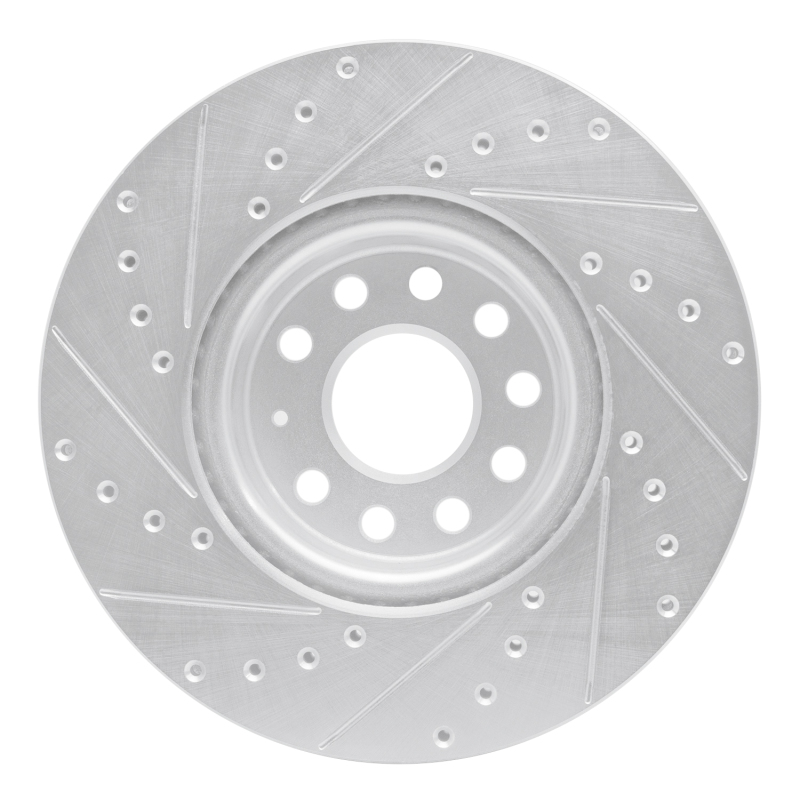 Audi A3 Quattro Brake Rotor (1) - Front Right - R1 Concepts - Drilled & Slotted - Silver - `05-`25